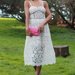 Midi white lace dress